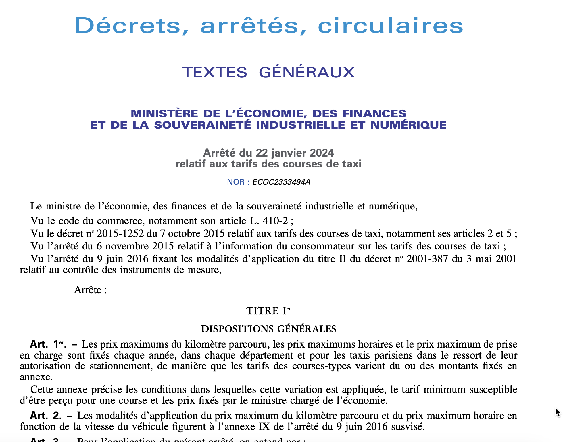 Arrêté relatif aux tarifs des courses de taxi : Ce que vous devez savoir