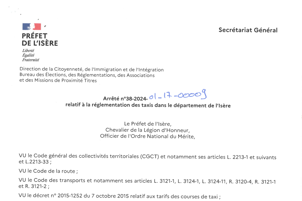 Réglementation des Taxis dans le Département de l’Isère : Nouvelles Dispositions